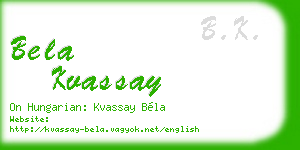 bela kvassay business card